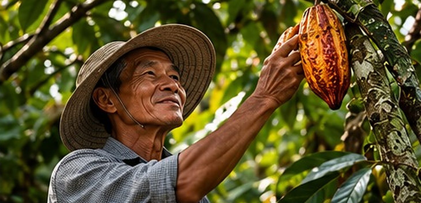 Nông dân thu hoạch quả cacao