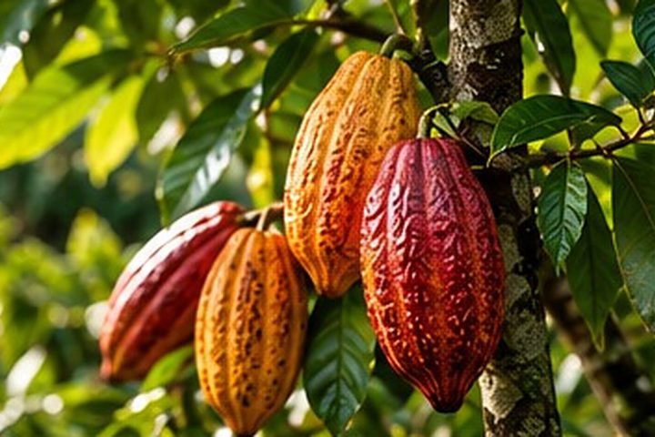 Những quả cacao chín trên cây