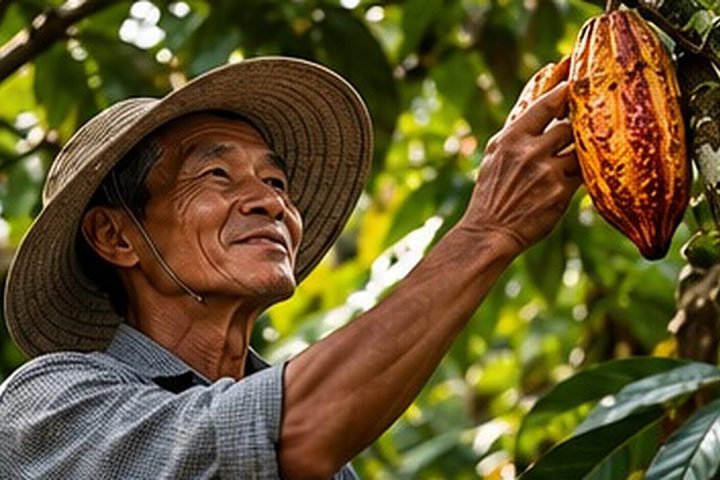Nông dân thu hoạch quả cacao