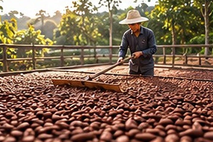 Phơi hạt cacao