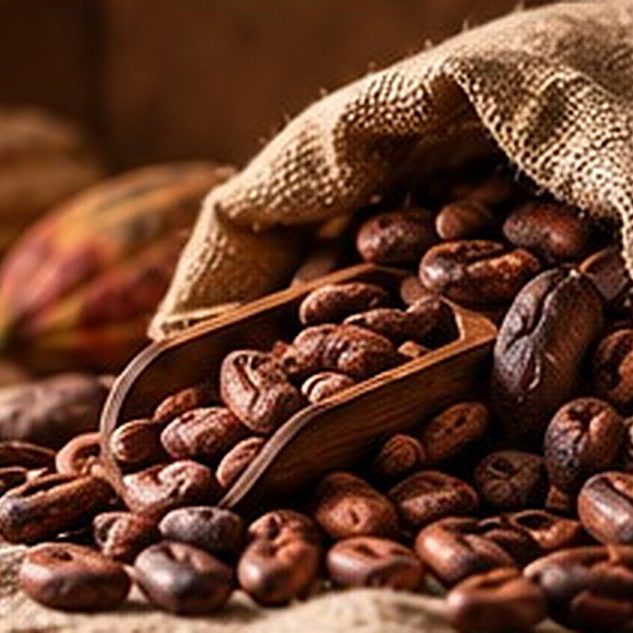 Hạt cacao trong bao tải